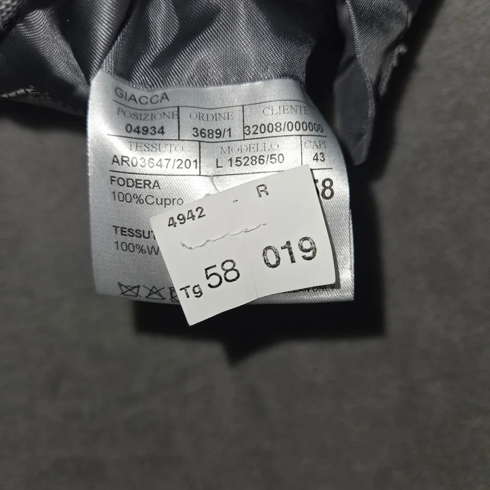 Canali Impeccabile Grey Wool Blazer Sport Coat Mens 58 R IT 48 R Made in Italy - Picture 12 of 12